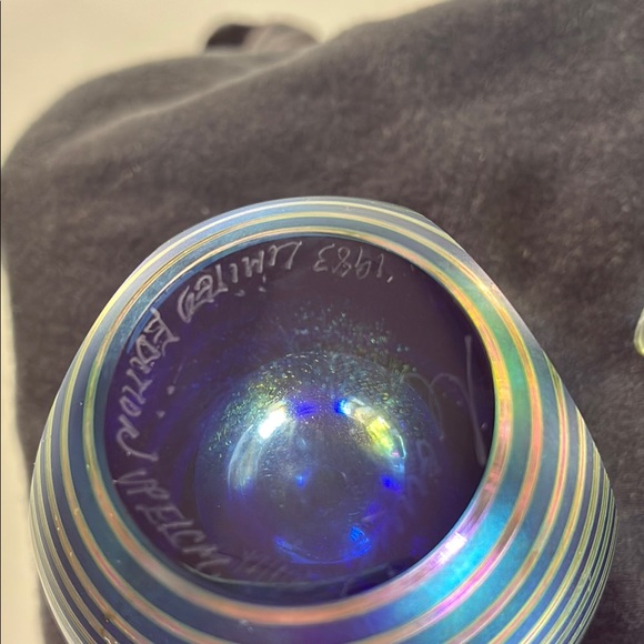 Blue and Silver Art Glass Perfume Bottle - Picture 4 of 5